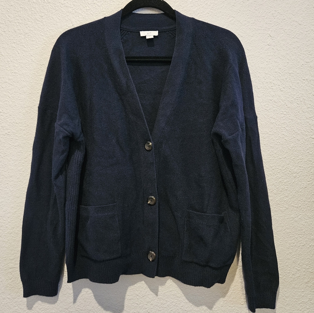 J. Jill 100% Cotton Button Up Oversized Cropped V Neck Cardigan Size M